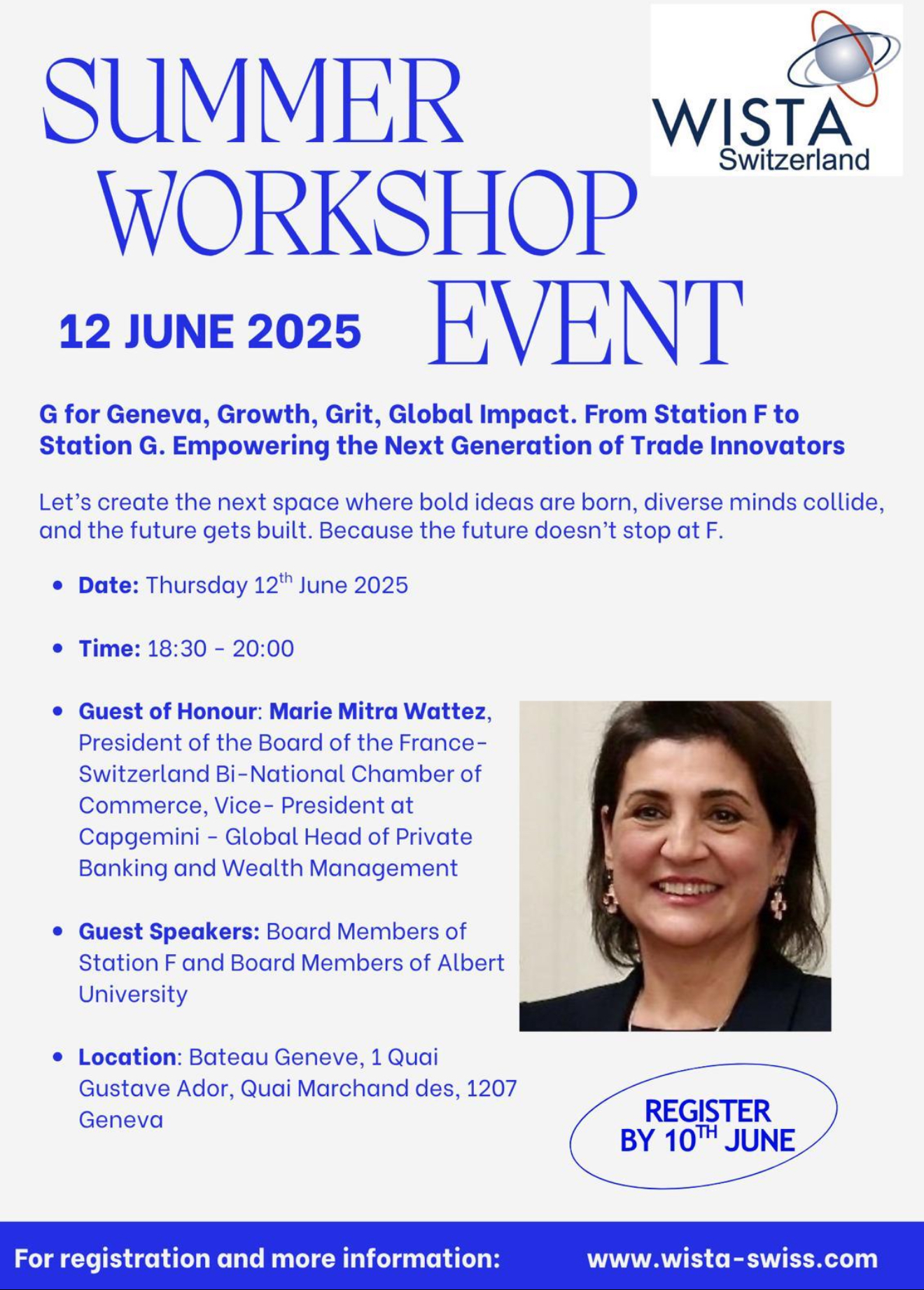 Summer Workshop Event, 12th June, Bateau Genève