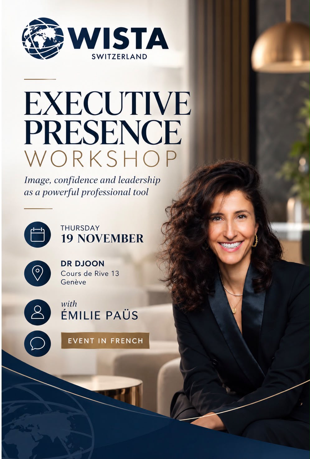 Executive Presence Workshop, with Emilie Paüs, November 19th, Geneva